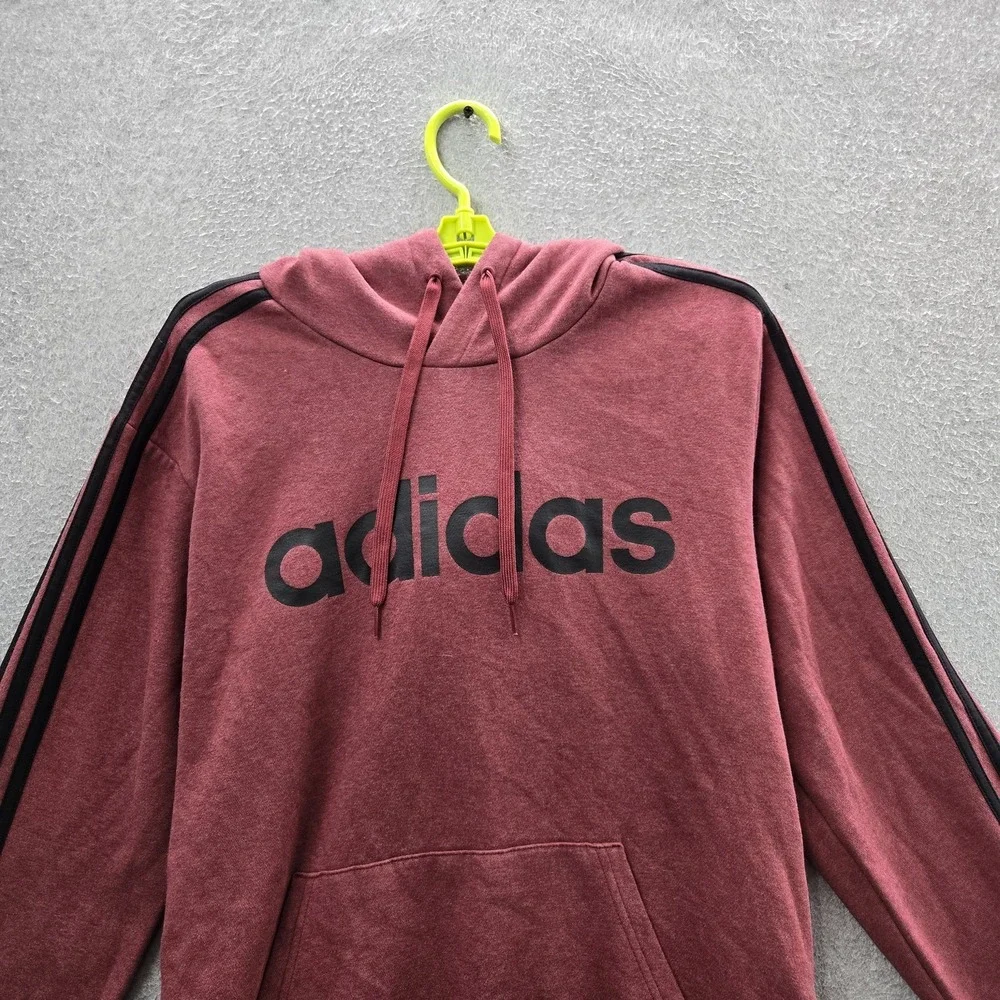 Adidas‎ Men Hoodie L Maroon Fleece Activewear Long Sleeve
